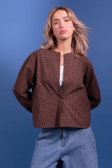 camisa vichy marron