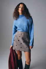 jersey de punto trenzado azul